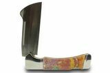 Camp Side Cleaver Folding Knife with Ocean Jasper Inlays #370806-3